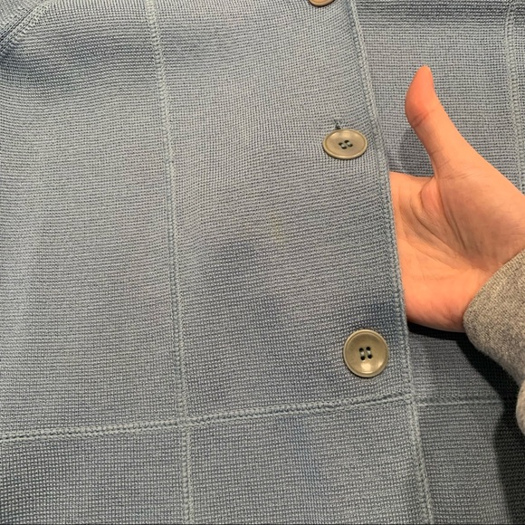 Theory Large Button Peplum Cardigan Sweater Jacket Blue - Picture 5 of 7